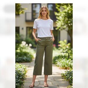 NWT J. Crew Button Fly Wide Crop Twill Pants 10